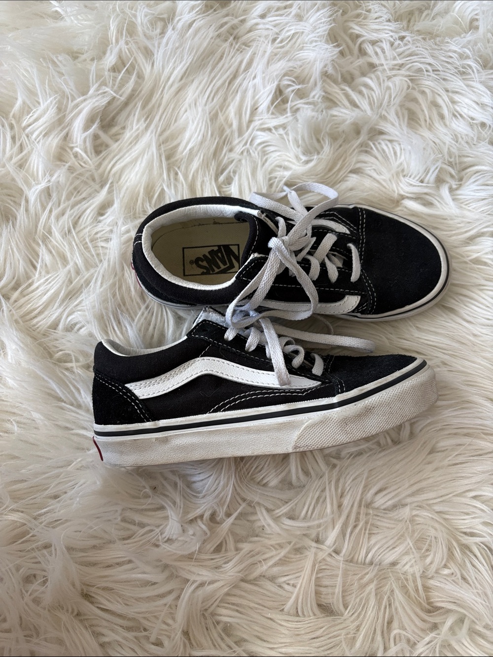 Vans Kids Black and White Old Skool Slip-On Style Sneakers